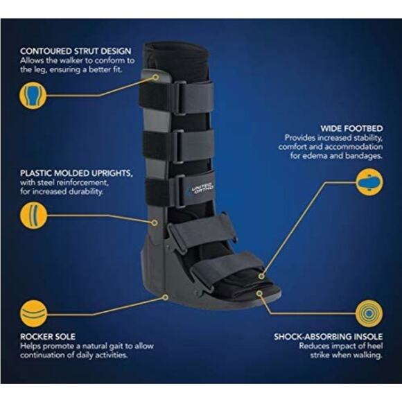 United Ortho Air Cam Walker Fracture Boot, Medium Black, Sprain, Post-Op, Rocker - Picture 4 of 6